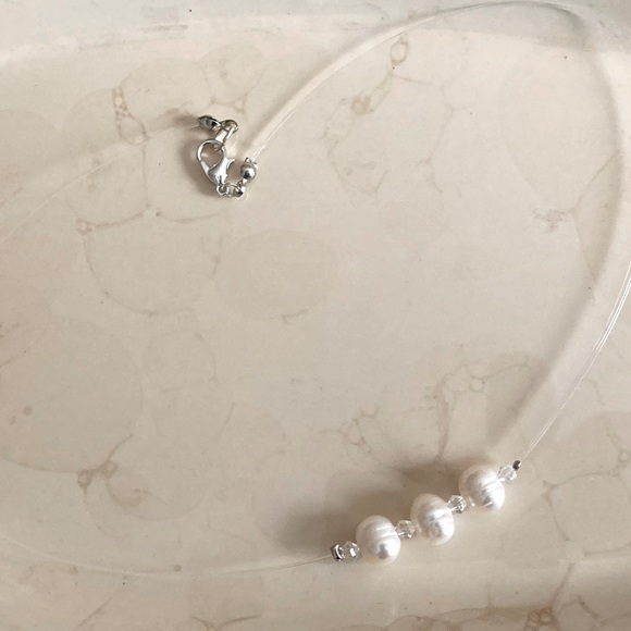 Pearl & Crystal Illusion Necklace - Picture 3 of 3